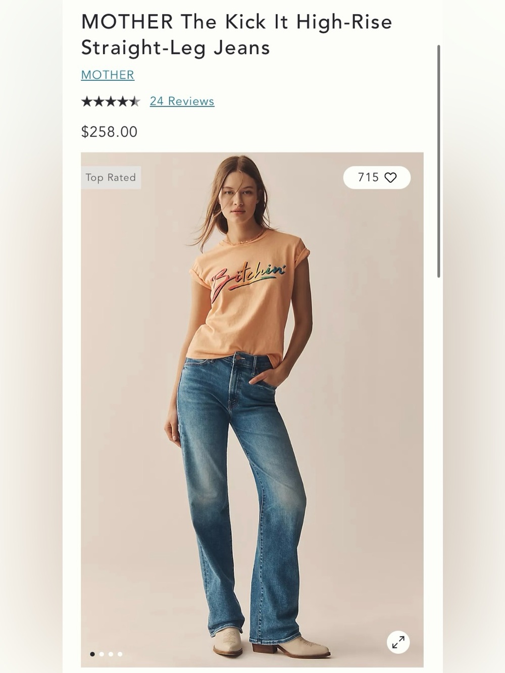 MOTHER The Kick It High-Rise Straight-Leg Jeans